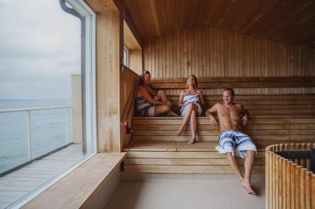 Sauna mit Blick auf das Meer in Skåne
