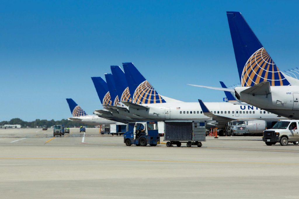 United Airlines Flugzeuge am Chicago O'Hare International Airport