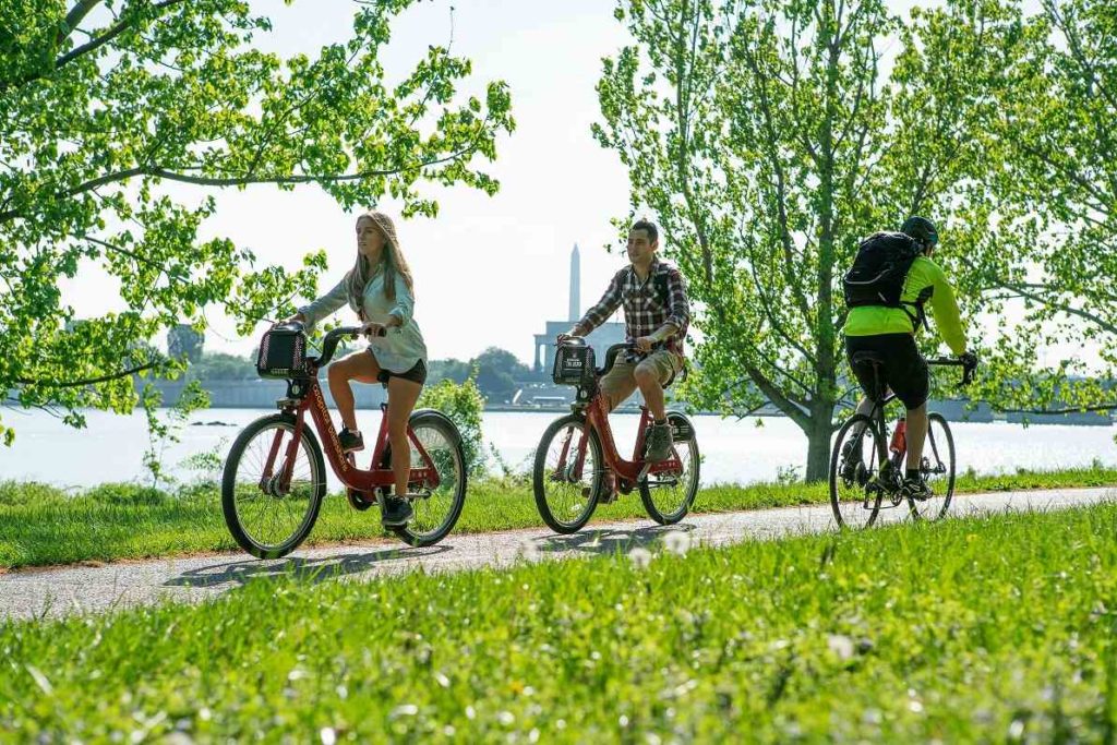 Fahrradfahrer Mount Vernon Trail Washington