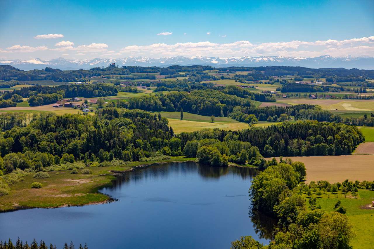 Rößlerweiher vor Alpenkette